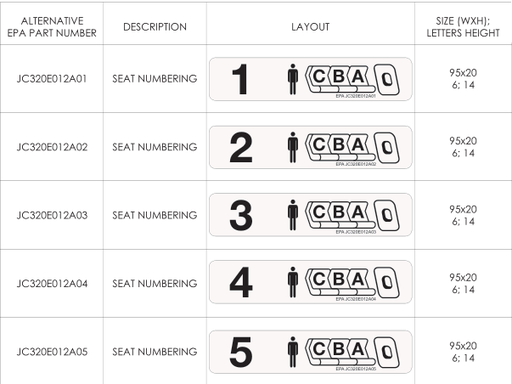 Seat Numbering Placard Item 8